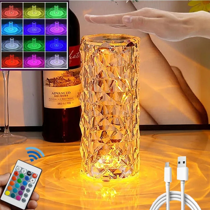 16 Colors Rechargeable LED Crystal Table Lamp