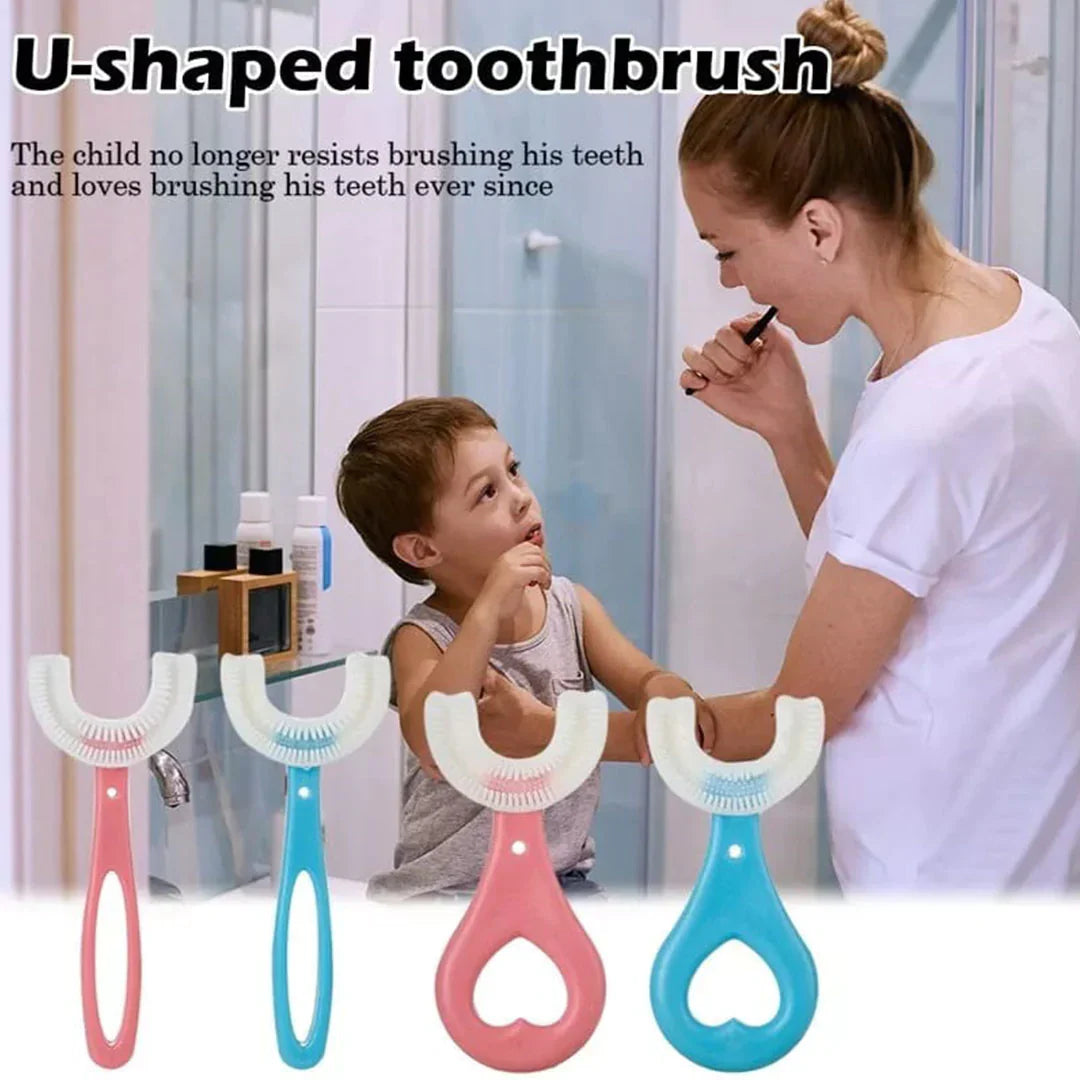 (Pack Of 2) Silicone Baby U Shaped Tooth Brush, Gum Protector Soft Toothbrush