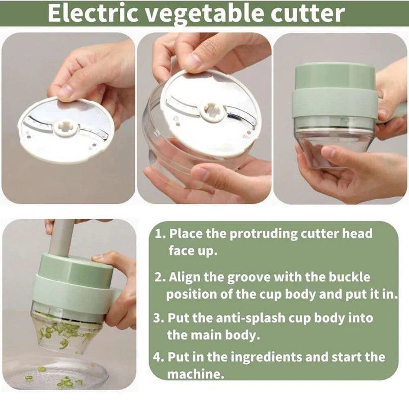 4 In 1 Handheld Electric Vegetable Cutter Set