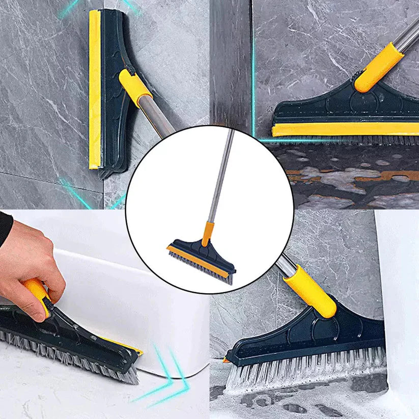 2 In 1 Floor Scrub Brush Long Handle Removable Wiper Magic Broom Brush