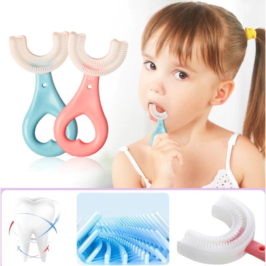 (Pack Of 2) Silicone Baby U Shaped Tooth Brush, Gum Protector Soft Toothbrush