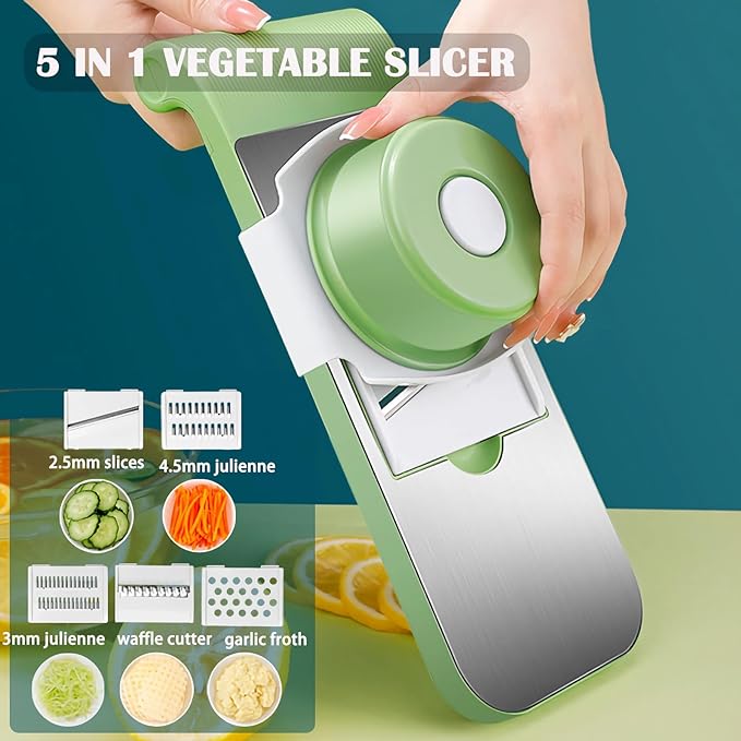 Kitchen 5 in 1 Stainless Steel Multifunctional Safe Manual Vegetable Slicer Cutter